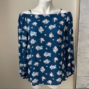 PLEIONE Women’s Cold-Shoulder Floral Top Size L